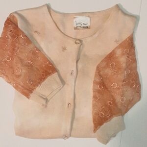 ROna Cashmere Sweater Tye Dyed Burn Out Lace Sleeves Vintage